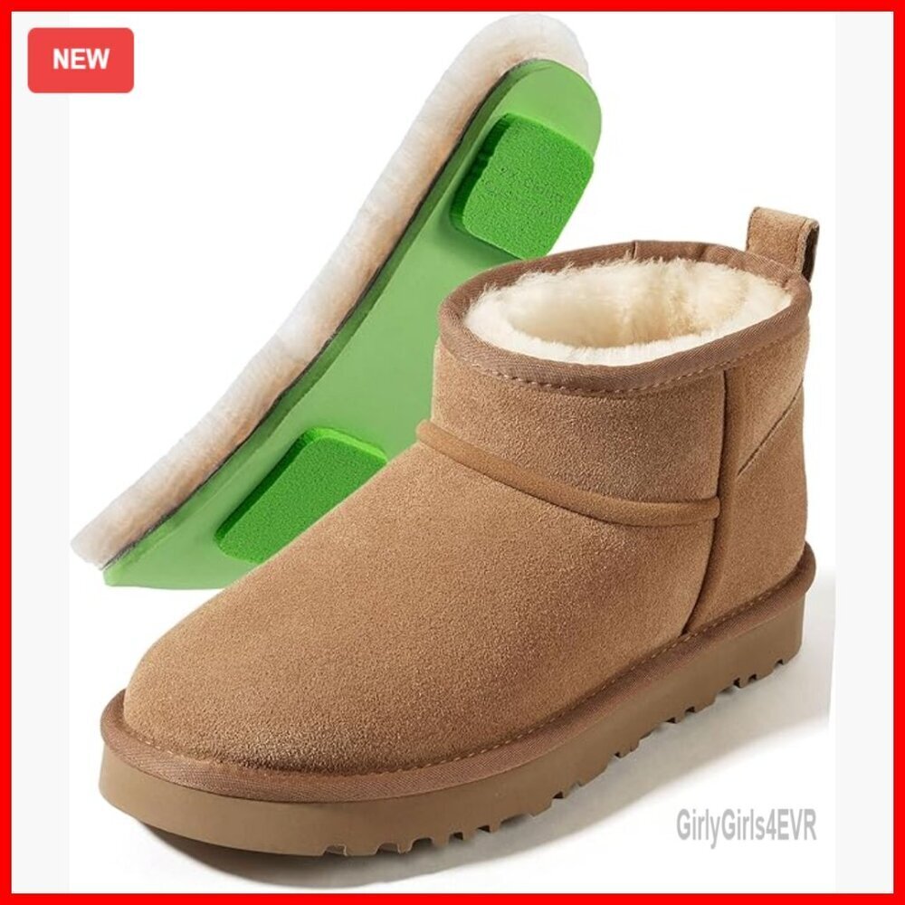 Sheepskin Ankle Boots with Arch Support, Waterproof Suede, Winter Shoes
